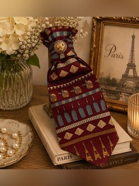 Necktie with Decorative Pin and necklace